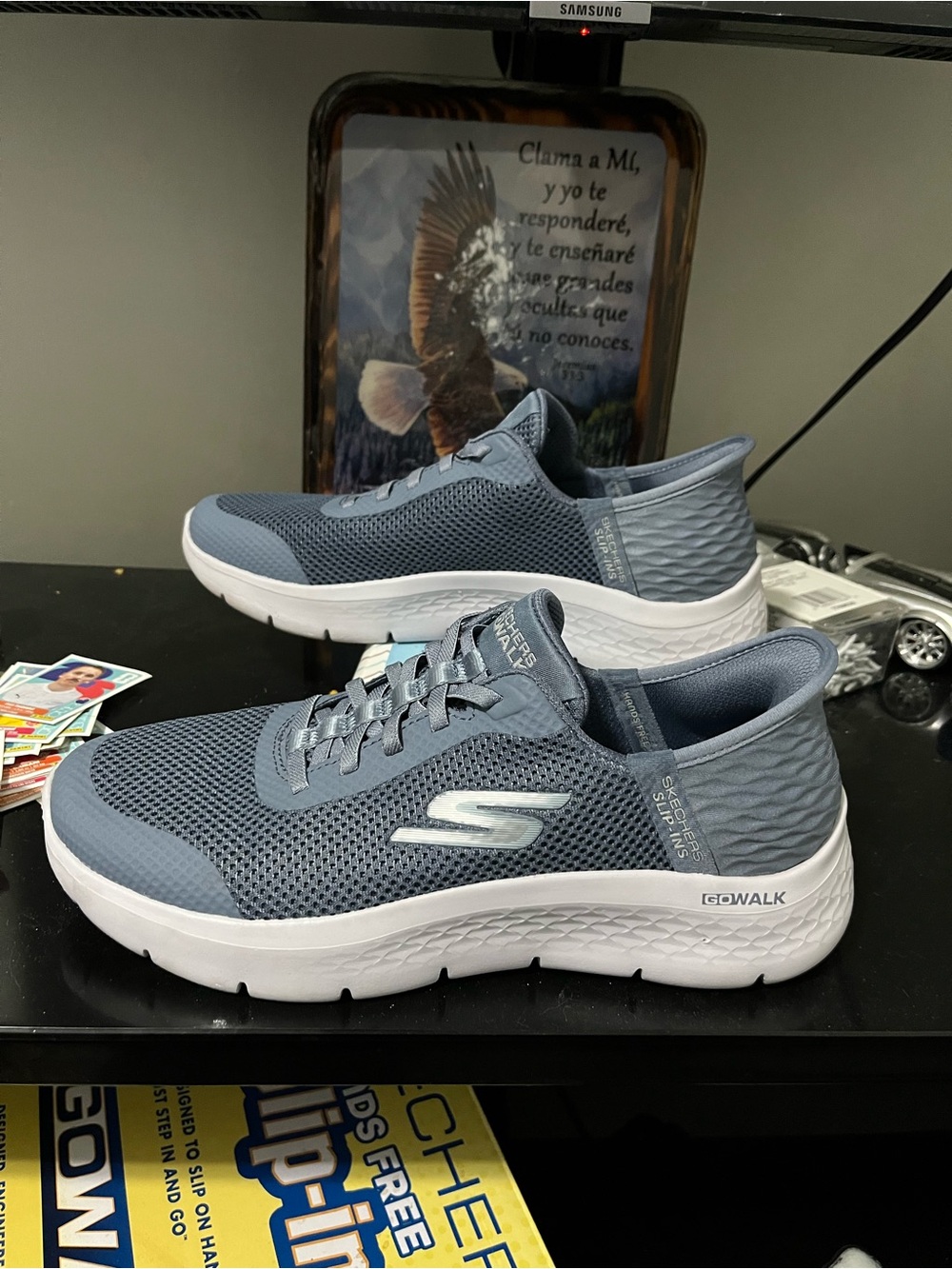 Skechers GOwalk Men's Slate Blue Mesh Slip-On Sneakers